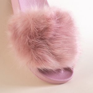 Pink women's flip-flops with fur Danita - Footwear