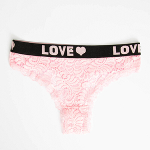Pink women's lace thong - Underwear
