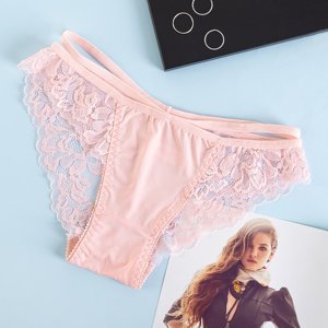 Pink women's panties with decorative stripes - Underwear