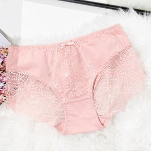 Pink women's panties with lace - Underwear