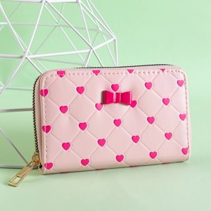 Pink women's wallet with fuchsia hearts - Wallet