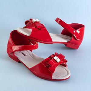 Red children's sandals with a Loqi bow - Shoes