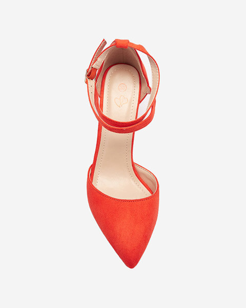 Red-orange women's pumps on a post Amagy- Footwear