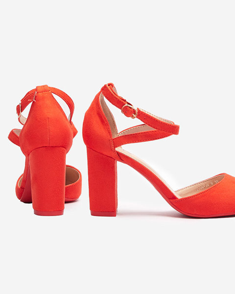 Red-orange women's pumps on a post Amagy- Footwear