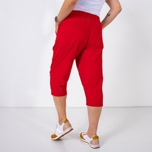 Red women's 3/4 length shorts with pockets - Clothing