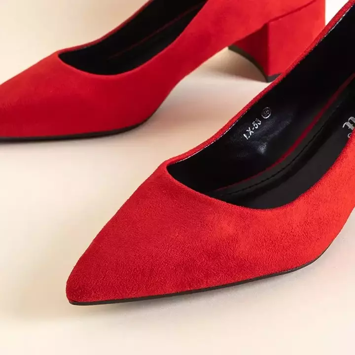 Red women's pumps with a low heel Lavender - Shoes