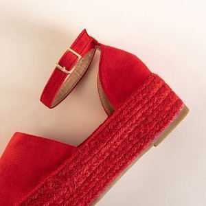 Red women's sandals on the Ponera platform - Footwear