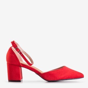 Red women's sandals on the post by Rumila - Footwear