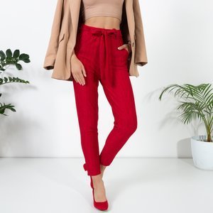 Red women's teggings with shiny thread - Clothing