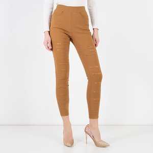 Ripped brown women's jeggings - Clothing