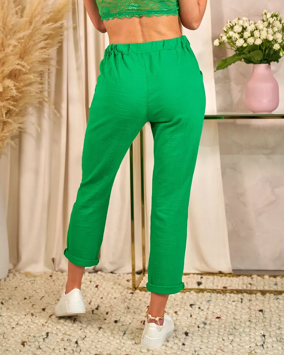 Royalfashion Straight women's fabric pants in dark green