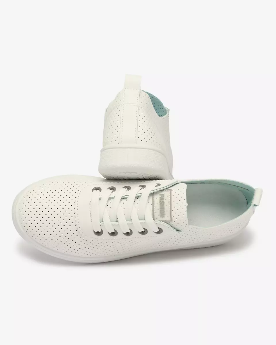 Royalfashion White women's openwork tennis shoes with gray inserts Kerigina