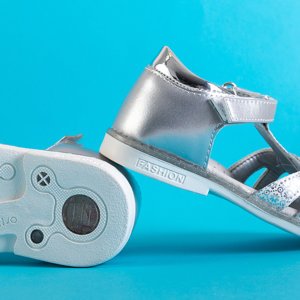 Silver children's sandals with ornaments Ansiel -