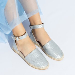 Silver women's sandals with animal embossing Domiel - Footwear