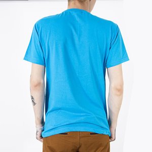 Sky blue printed cotton men's t-shirt - Clothing