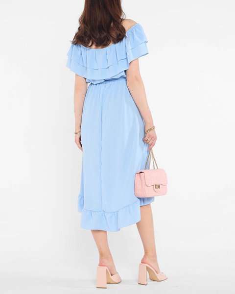 Sky-blue women's dress with frills - Clothing