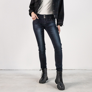 Straight women's jeans, navy blue - Clothing