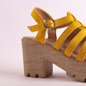 Tamianka mustard high-heeled women's sandals - Footwear