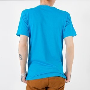 Turquoise cotton T-shirt with print - Clothing