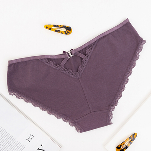 Violet women's cotton panties with lace - Underwear