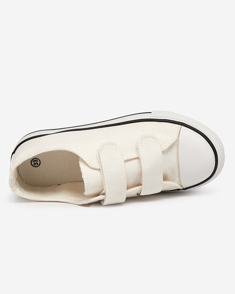 White and ecru girls' Velcro sneakers Bovis - Footwear