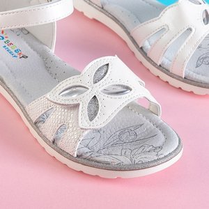 White children's sandals with brocade Amadia - Footwear