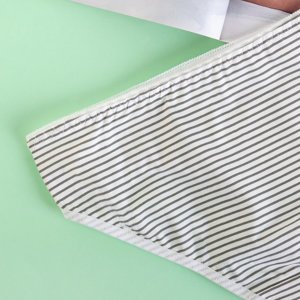White cotton panties with gray stripes - Underwear