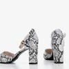 White sandals on a higher post in the pattern of Vagara snake skin - Footwear 1