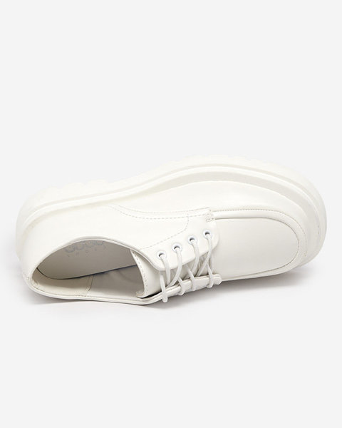 White women's eco-leather low shoes with Gerin lacing - Footwear