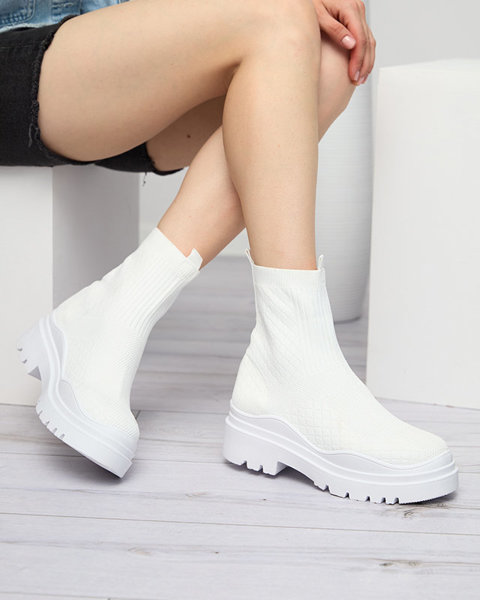White women's flat-heeled boots Seritis - Footwear
