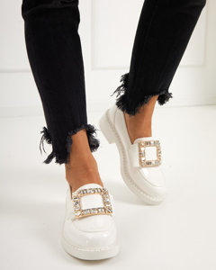 White women's shoes with Iolara crystals - Footwear