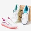 White women's sneakers with a pink holographic Domsca insert - Footwear 1