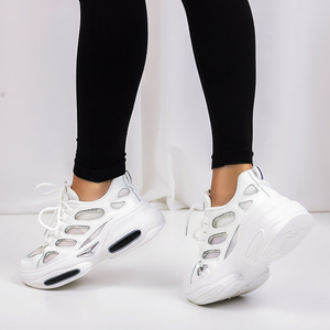 White women's sports shoes with a thick sole from Warina - Sports