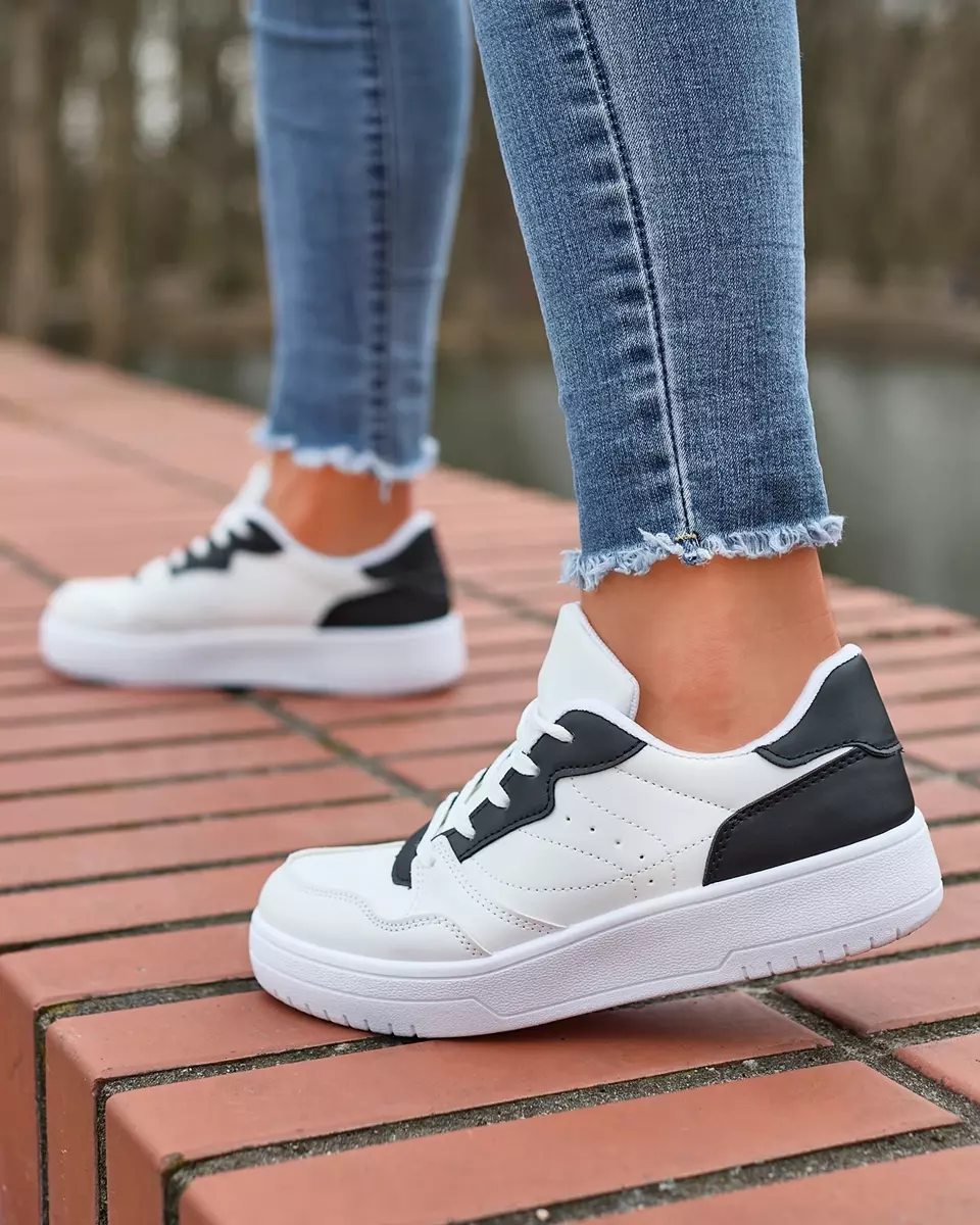 White women's sports shoes with black inserts Tercua- Footwear