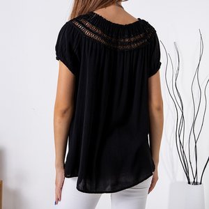 Women's Black Short Sleeve Blouse - Clothing
