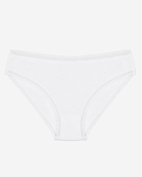 Women's White Cotton Plain Lace Briefs - Underwear