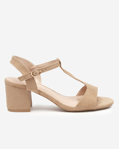 Women's beige eco suede sandals on the post Asofu Footwear