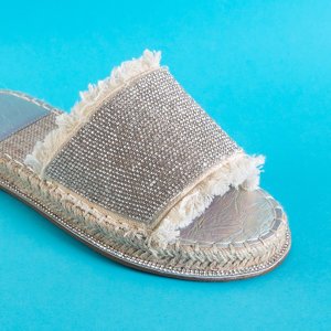 Women's beige slippers with cubic zirconia Nicca - Footwear