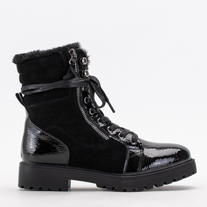 Women's black boots partially lacquered Ginoko - Footwear