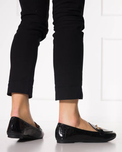 Women's black lacquered loafers with Cerilla embossing - Shoes