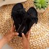 Women's black slippers with Amassa fringes - Footwear
