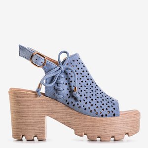 Women's blue openwork sandals on the Noris post - Footwear
