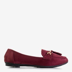 Women's burgundy eco-suede loafers with fringed Catriona - Shoes