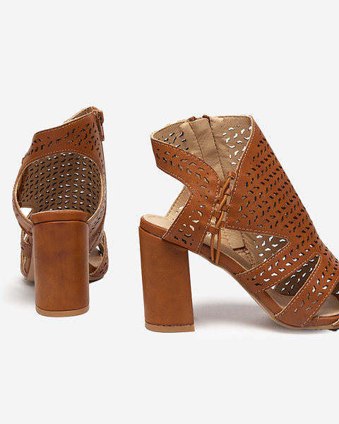 Women's camel-colored openwork sandals Mofera - Footwear