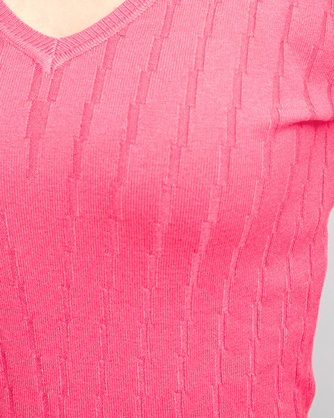 Women's coral V-neck sweater - Clothing