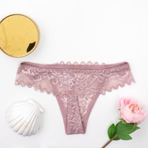 Women's dark pink lace thong - Underwear
