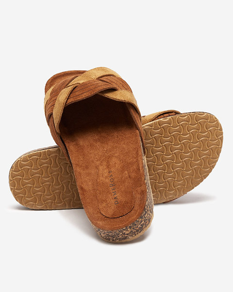 Women's eco-suede brown Zapri slippers - Footwear