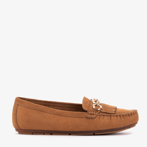 Women's eco-suede camel loafers Terikala - Shoes