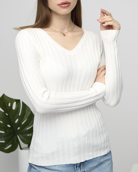 Women's ecru ribbed sweater - Clothing