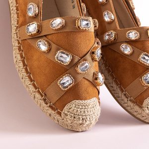 Women's espadrilles with camel Wamba crystals - Footwear
